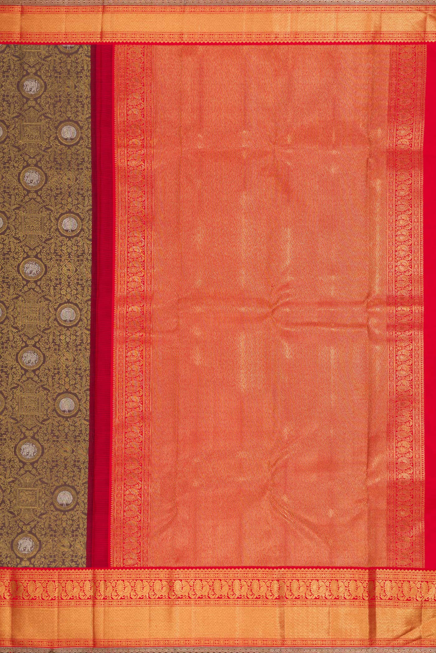 Pure Silk Pure Zari Dark Mauve Kanjivaram Saree - Image 7