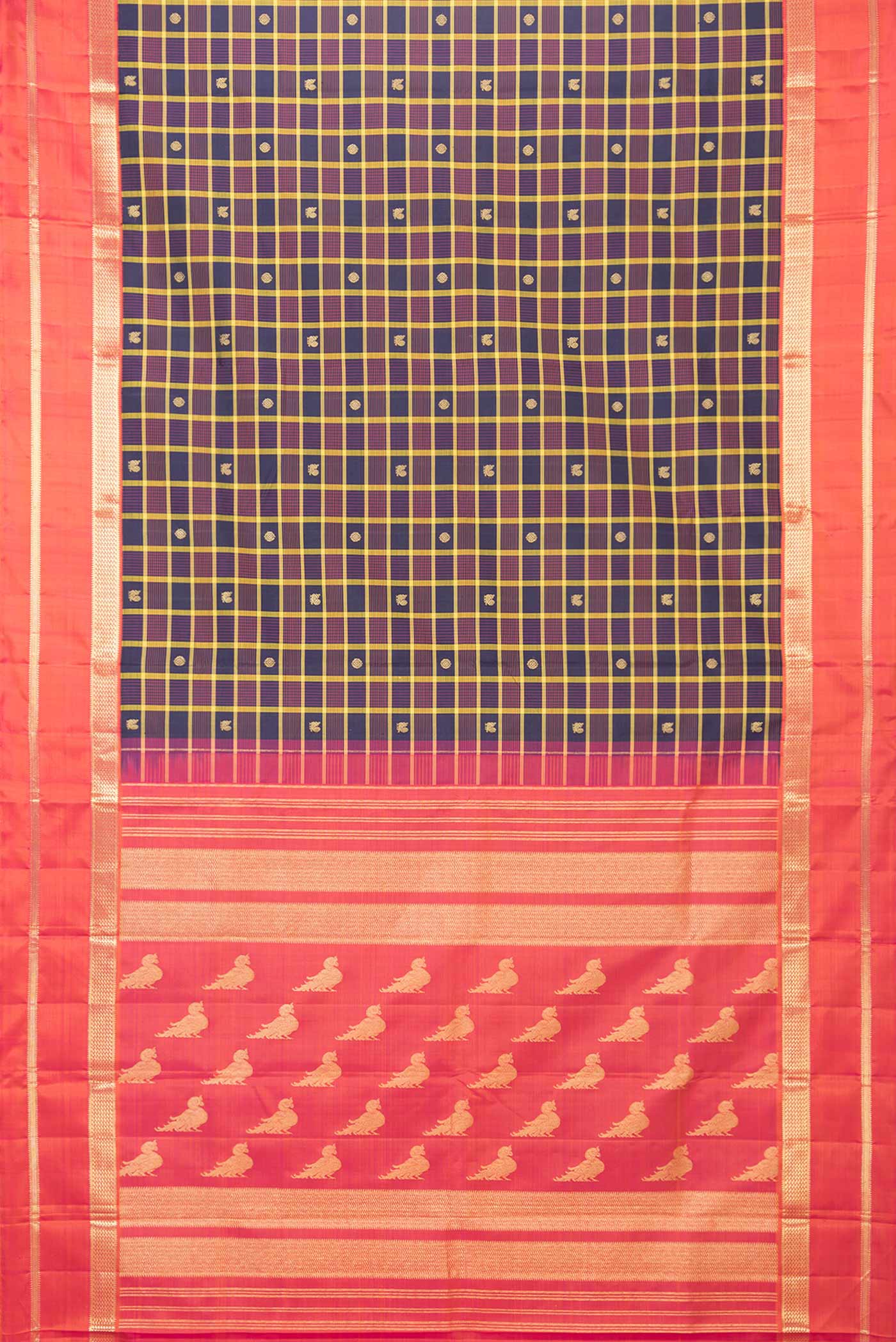 Pure Silk Pure Zari Burgundy Dual Tone Kanjivaram Saree - Image 6