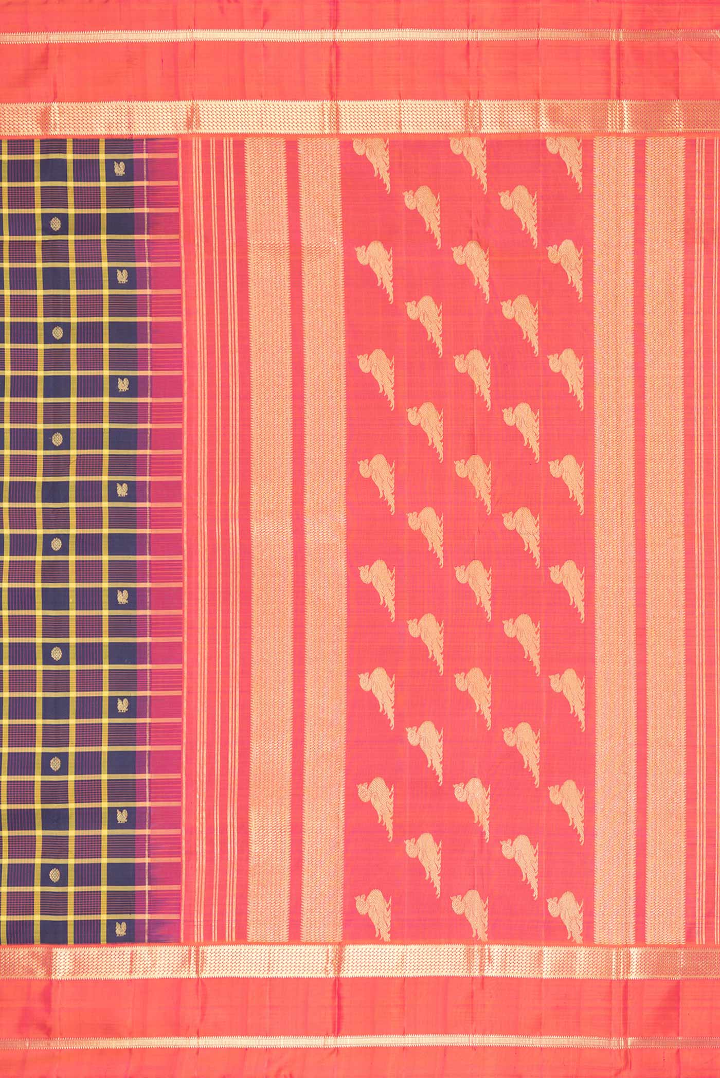 Pure Silk Pure Zari Burgundy Dual Tone Kanjivaram Saree - Image 7