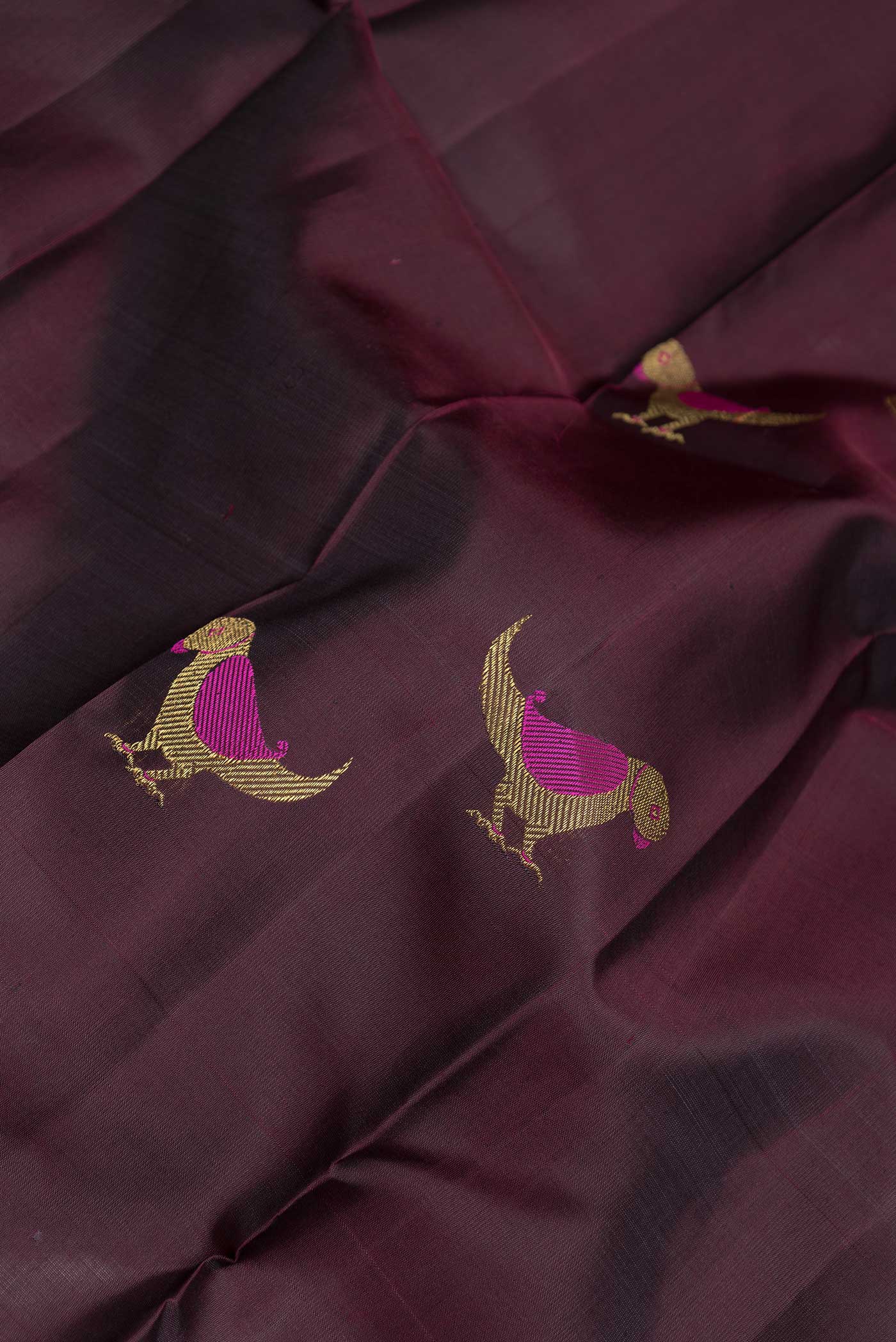 Pure Silk Pure Zari Coffee Brown Dual Tone Kanchipuram Saree - Image 2