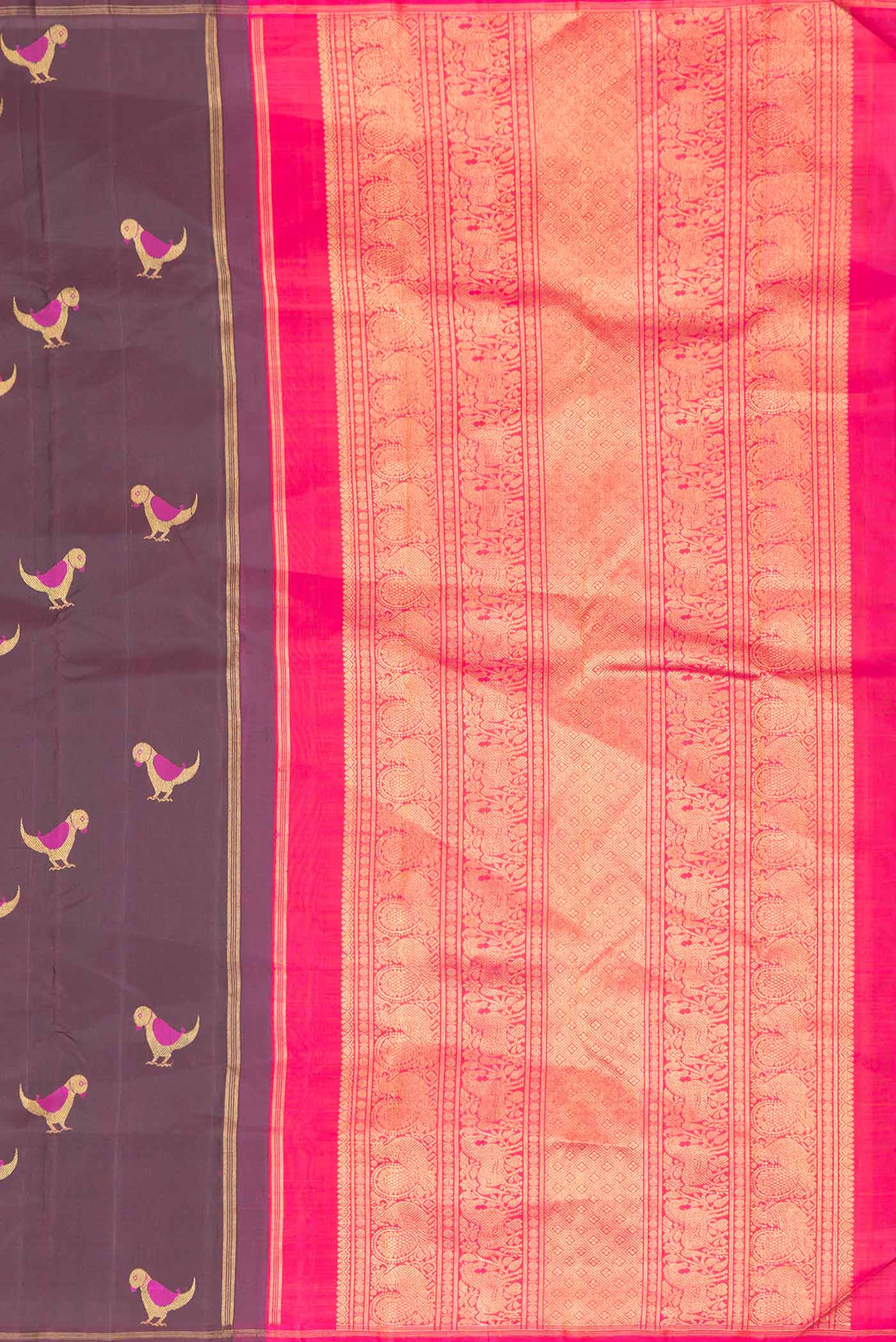 Pure Silk Pure Zari Coffee Brown Dual Tone Kanchipuram Saree - Image 7