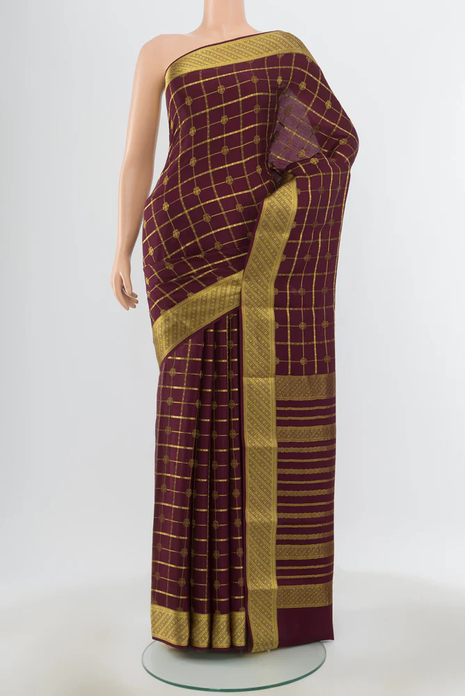 Coffee Brown Mysore Crepe Saree