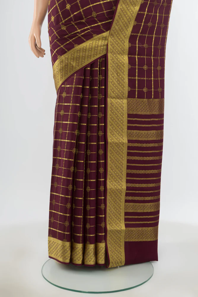Coffee Brown Mysore Crepe Saree - Image 3