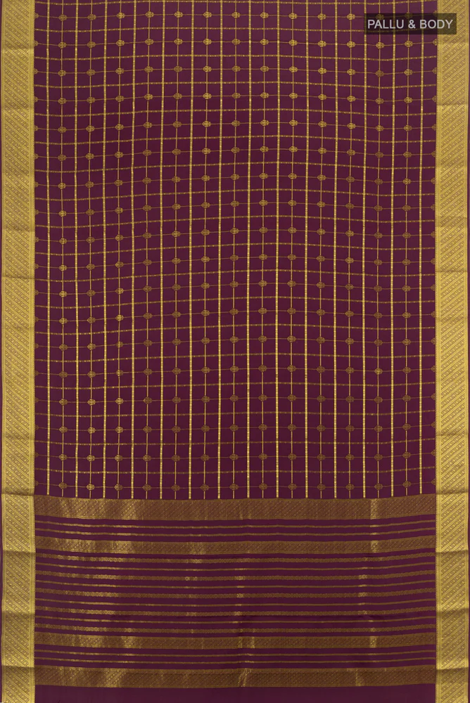 Coffee Brown Mysore Crepe Saree - Image 5