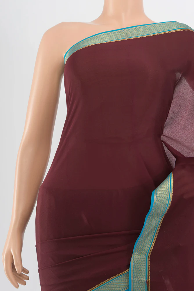 Coffee Brown Mysore Crepe Saree - Image 2