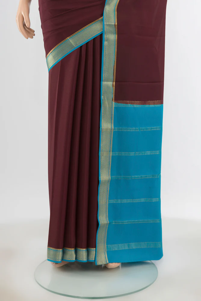 Coffee Brown Mysore Crepe Saree - Image 3