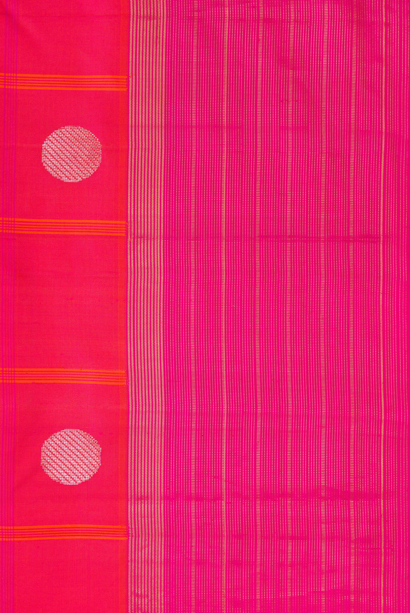 Pink with Orange Color Kanjivaram Silk Saree - Image 3