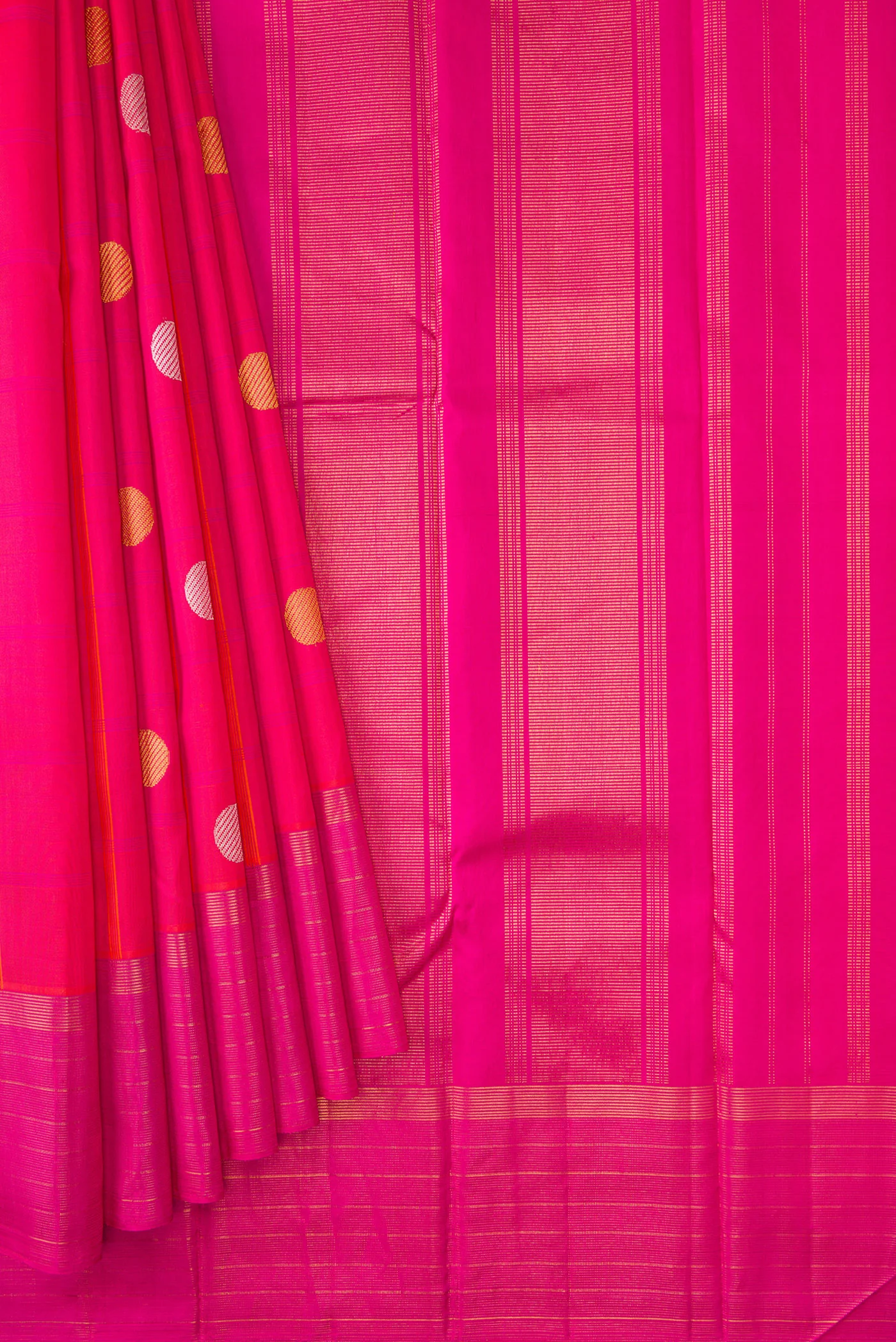 Pink with Orange Color Kanjivaram Silk Saree - Image 4