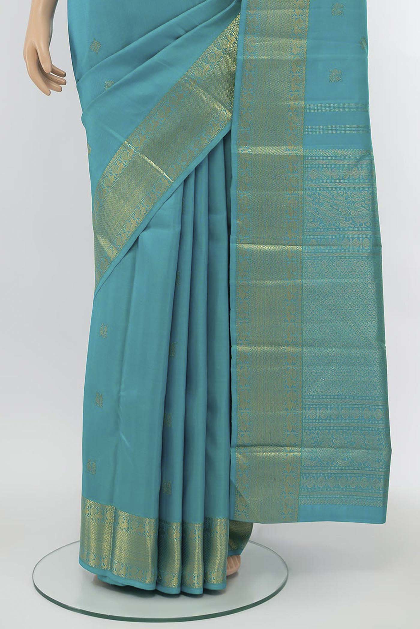 Pure Silk Pure Zari Coral Kanjivaram Saree - Image 3