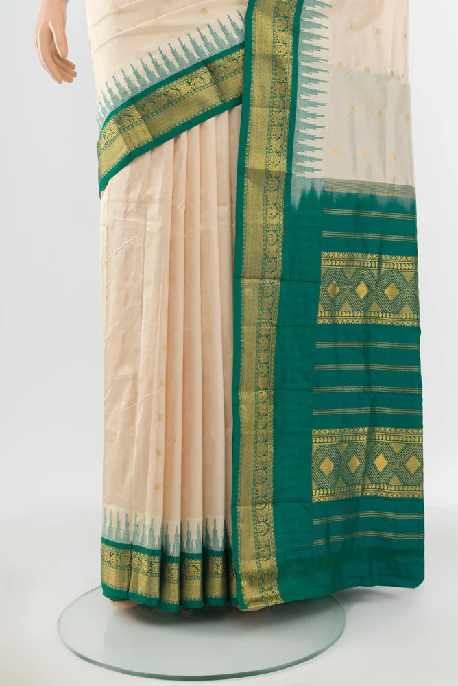 Cream Bangalore Silk - kadyal Saree - Image 3