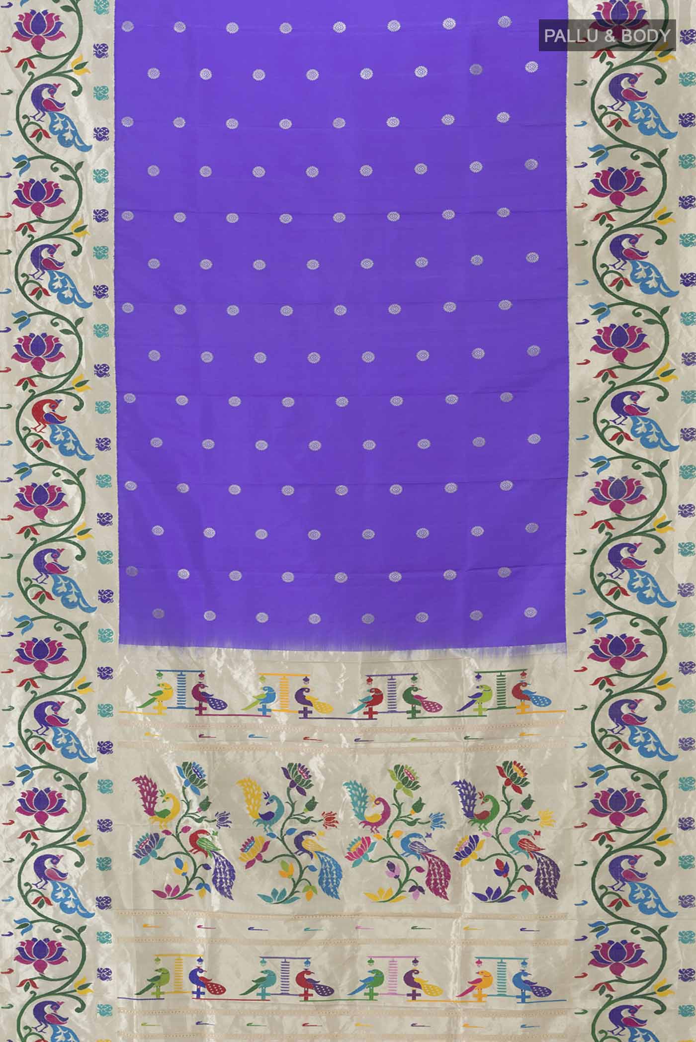 Pure Silk Pure Zari Lavender Gadwal Saree - Image 5