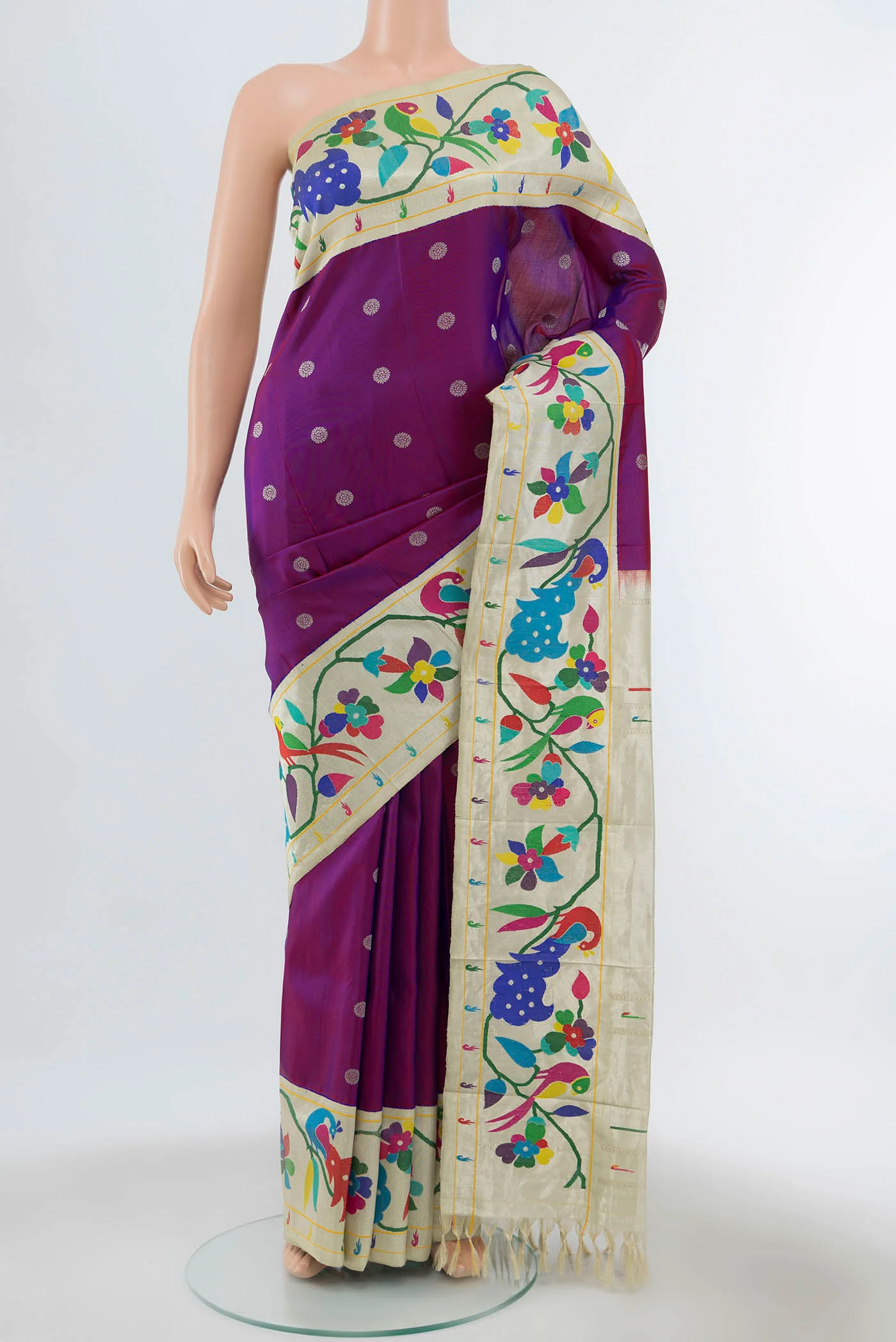 Pure Silk Pure Zari Purple Gadwal Saree