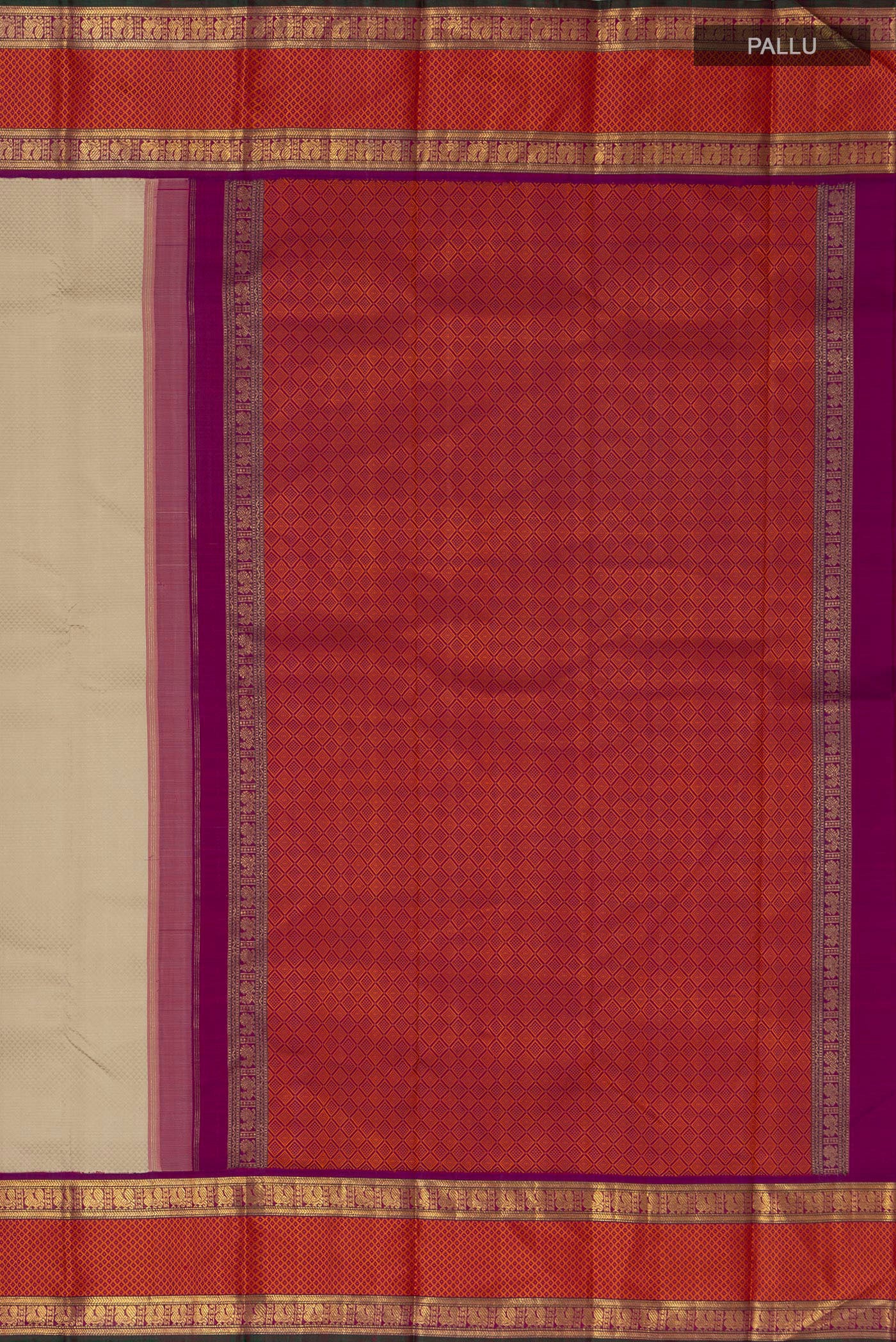 Pure Silk Pure Zari Cream Kanchipuram Saree - Image 6