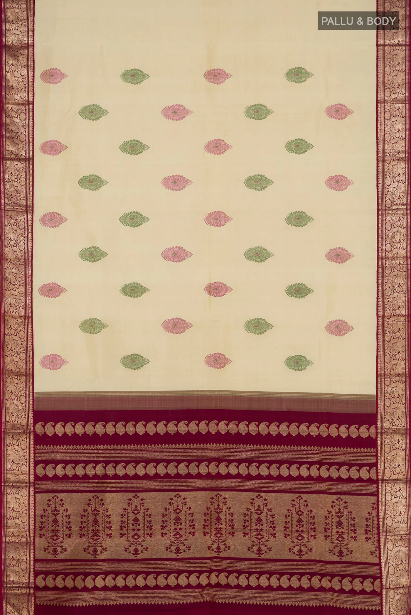Cream Kanjivaram Silk Saree - Image 5