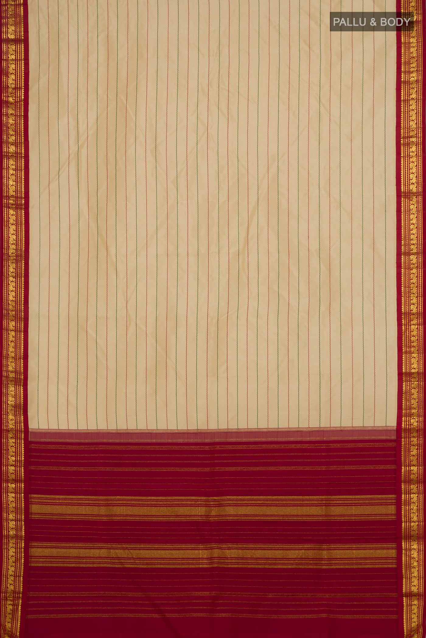 Pure Silk Pure Zari Cream Kanjivaram Saree - Image 5