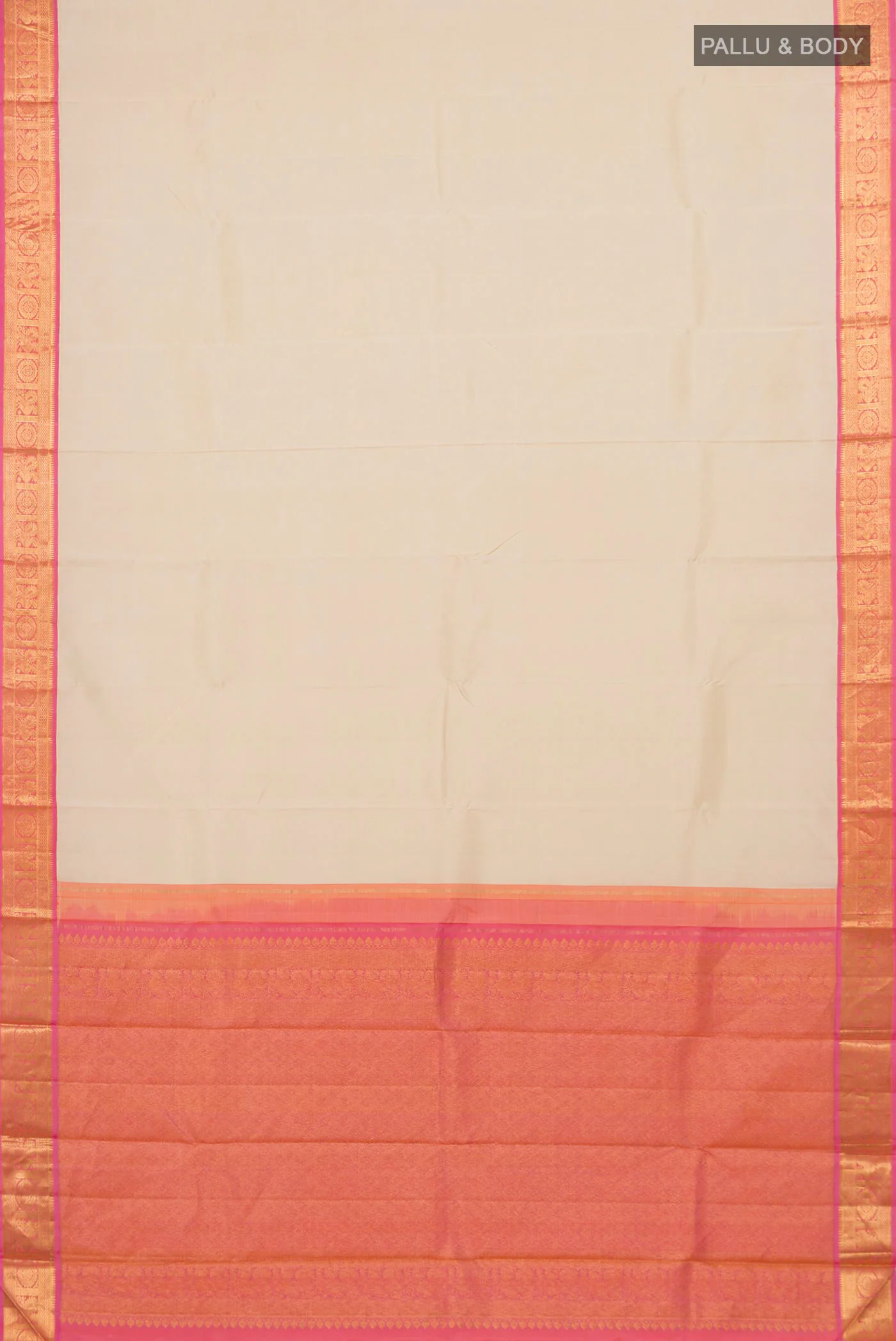 Pure Silk Pure Zari Cream Kanjivaram Saree - Image 5