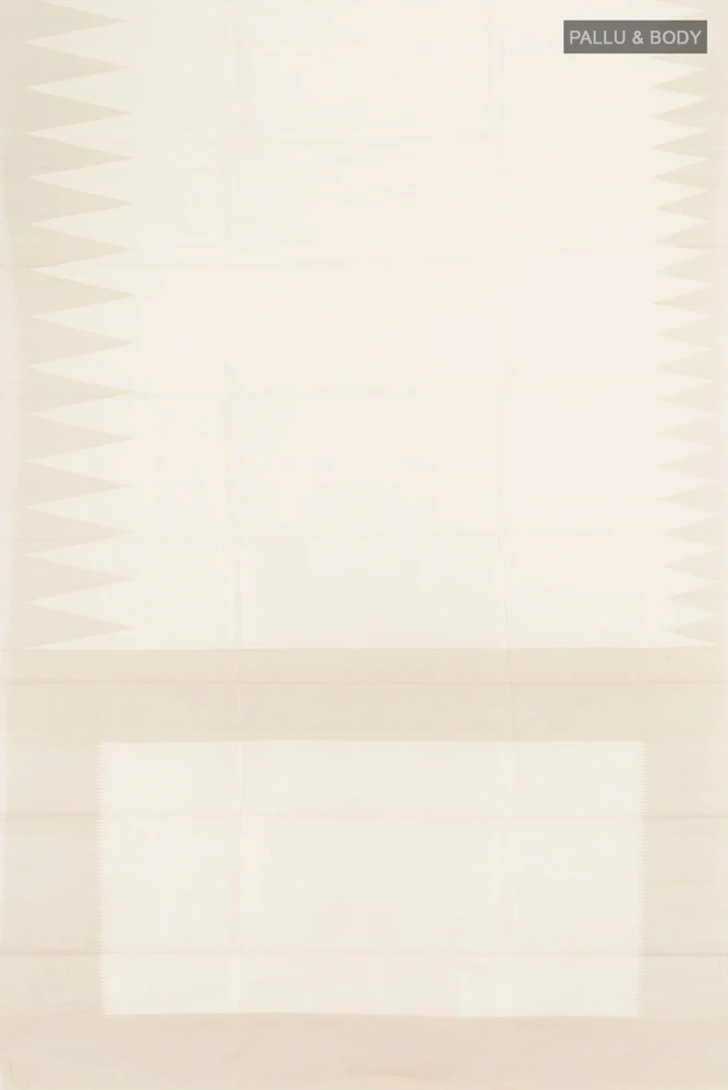 Off White Tussar Silk Saree - Image 5