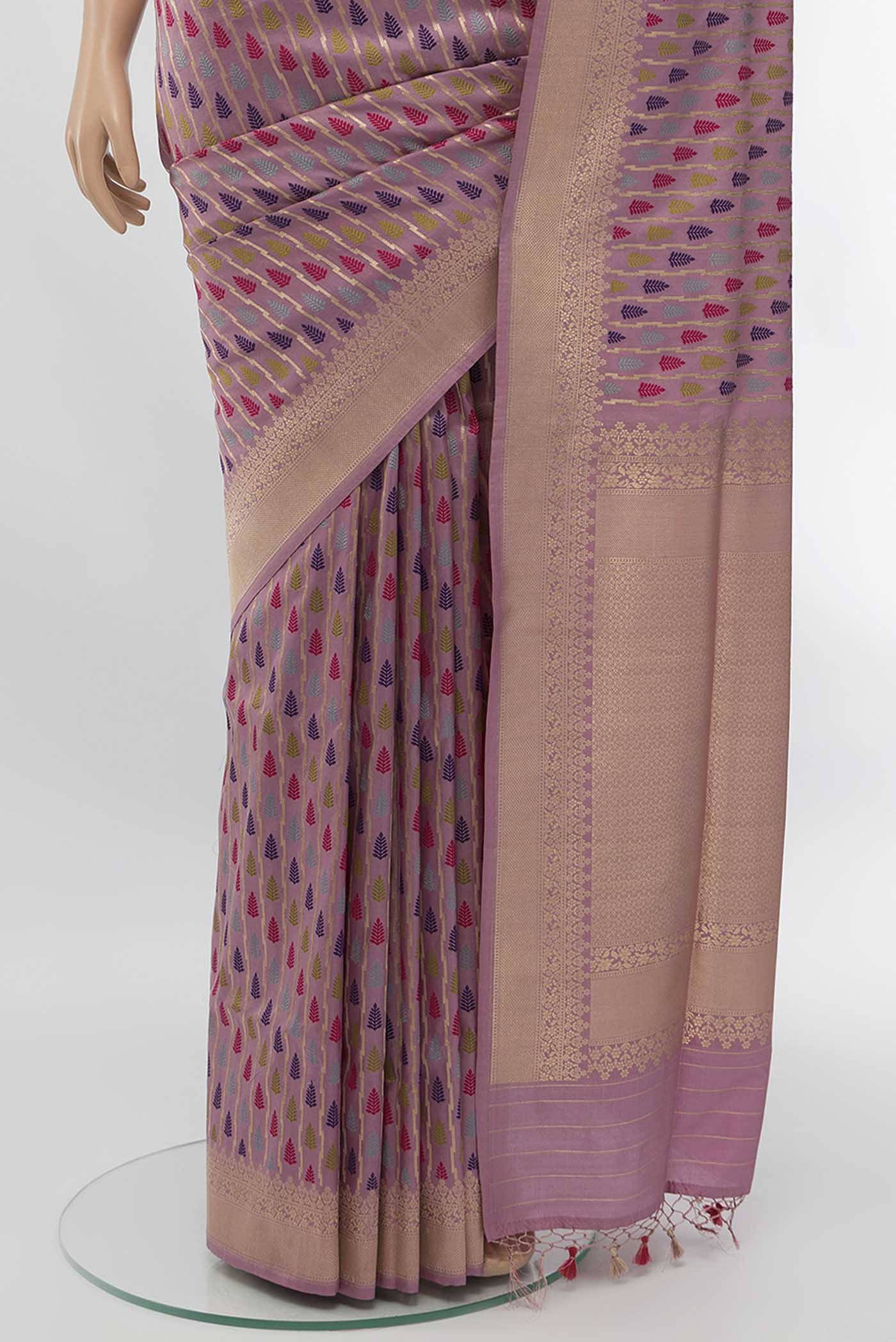 Lavender Banarasi Silk Saree - Image 3