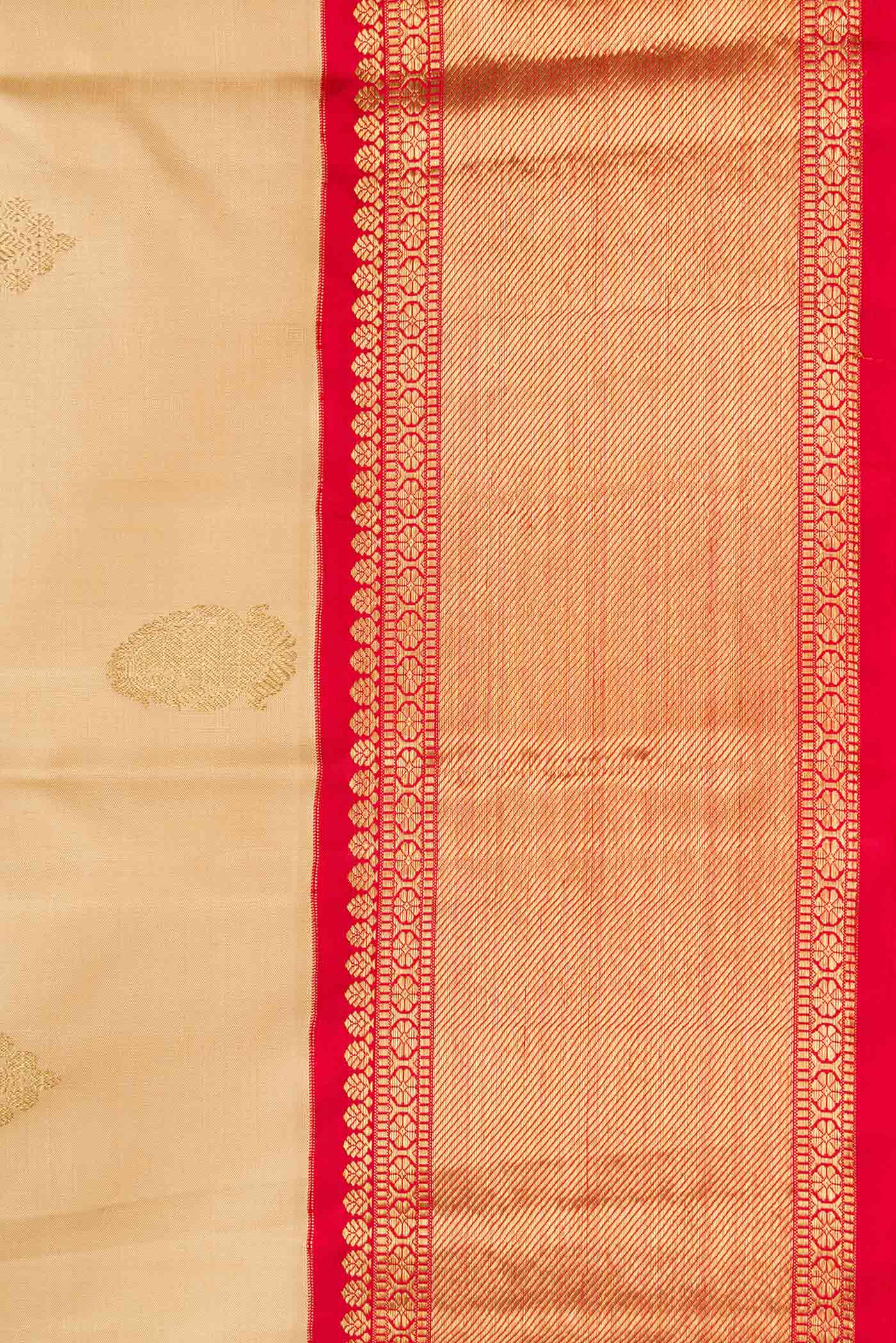 Pure Silk Pure Zari Dark Beige Dual Tone Kanjivaram Saree - Image 3