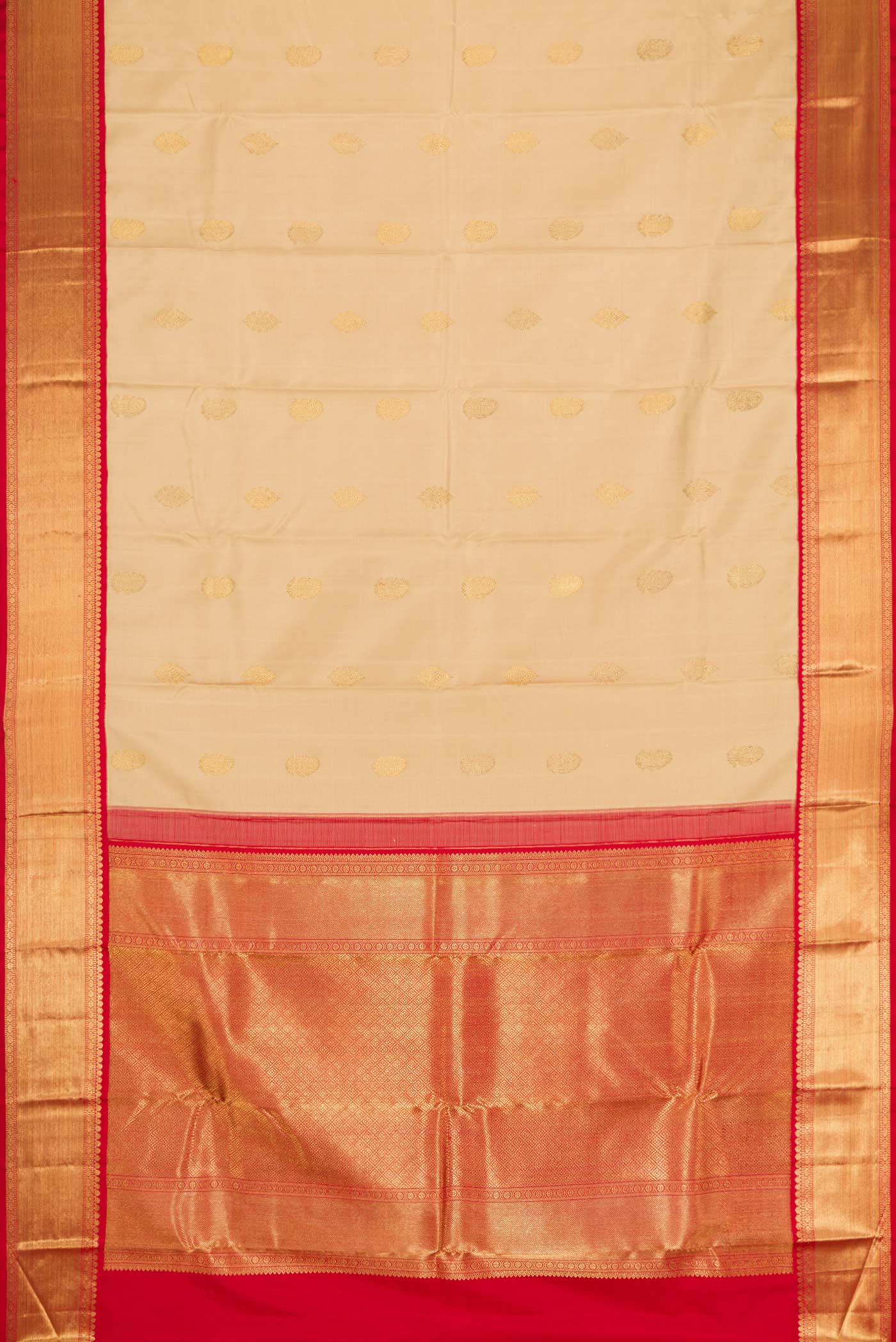 Pure Silk Pure Zari Dark Beige Dual Tone Kanjivaram Saree - Image 6