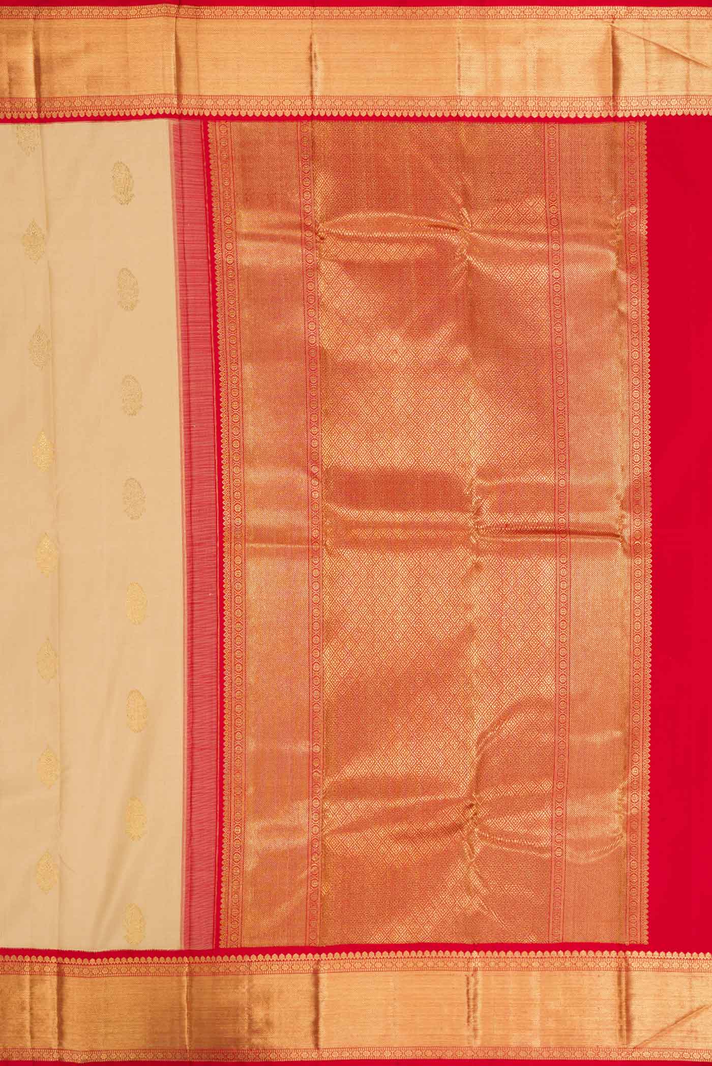 Pure Silk Pure Zari Dark Beige Dual Tone Kanjivaram Saree - Image 7