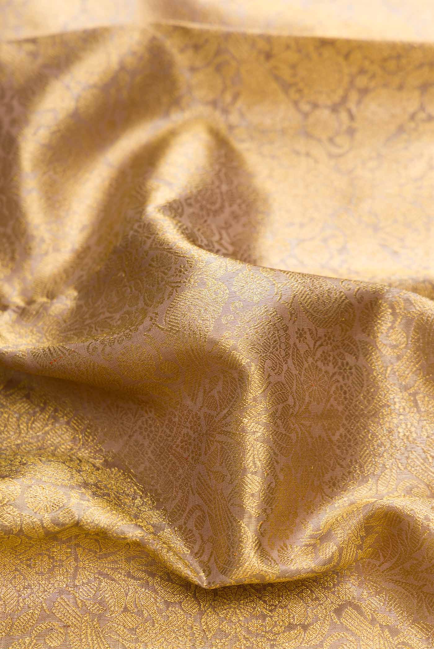 Pure Silk Pure Zari Dark Beige Dual Tone Kanjivaram Saree - Image 2