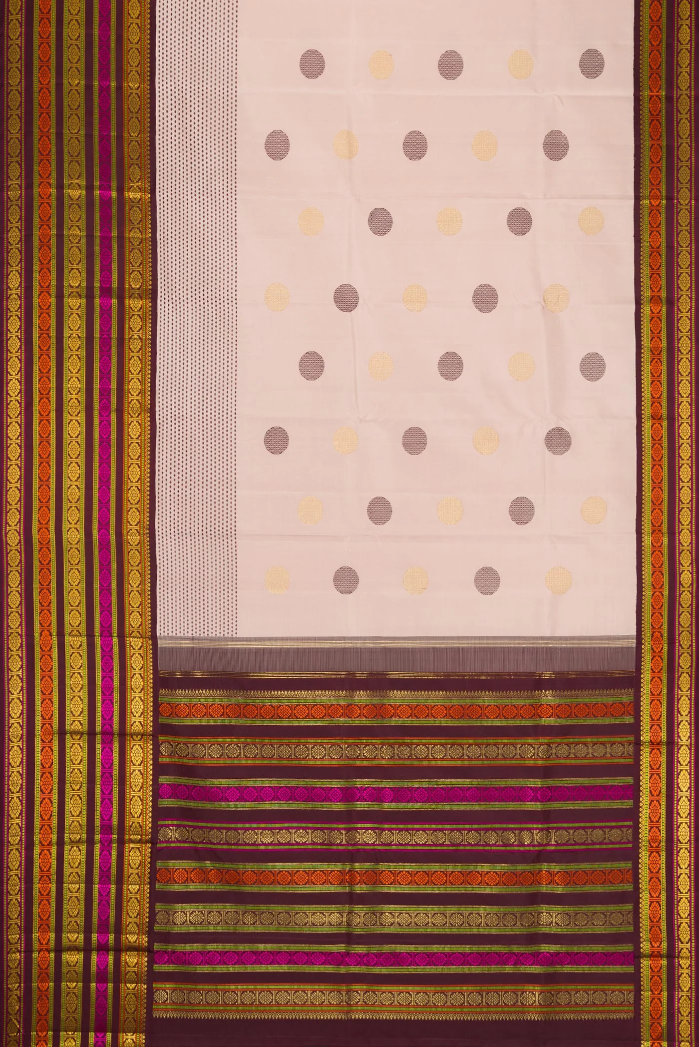 Pure Silk Pure Zari Rose Gold Kanchipuram Saree - Image 6