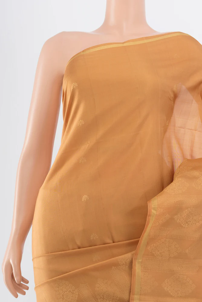 Pure Silk Pure Zari Sandal Soft Saree - Image 2