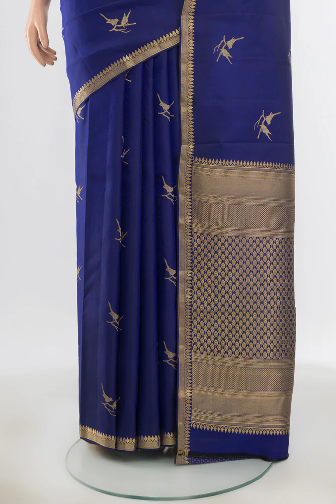 Blue Kanchipuram Silk Saree - Image 3