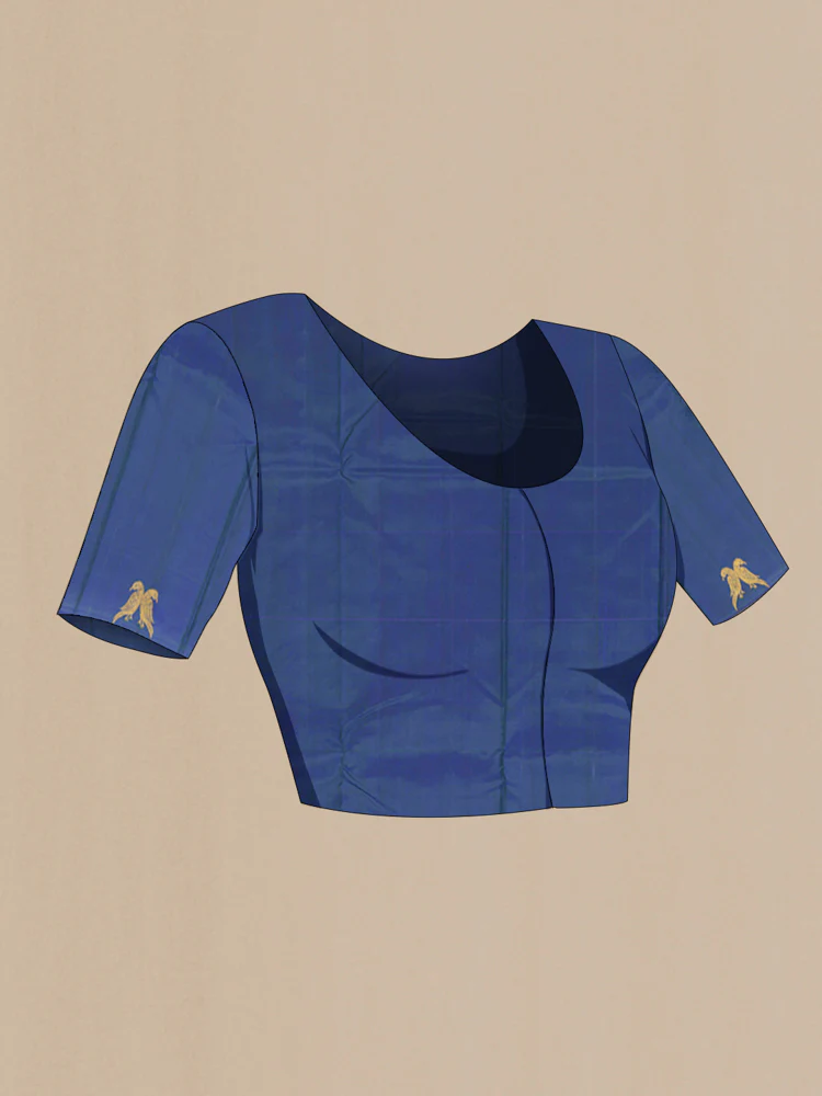 Pure Silk Pure Zari Blue Kanjivaram Saree - Image 4