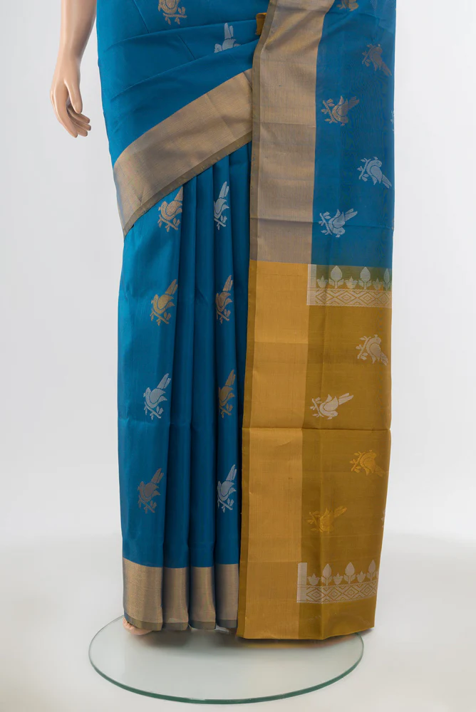 Blue Uppada Silk Saree - Image 3