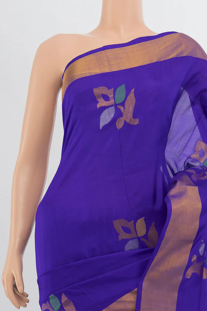 Royal Blue Uppada Silk Saree - Image 2