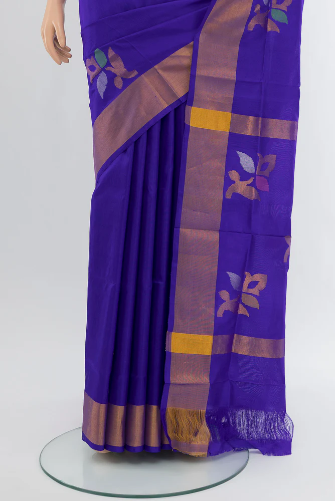 Royal Blue Uppada Silk Saree - Image 3