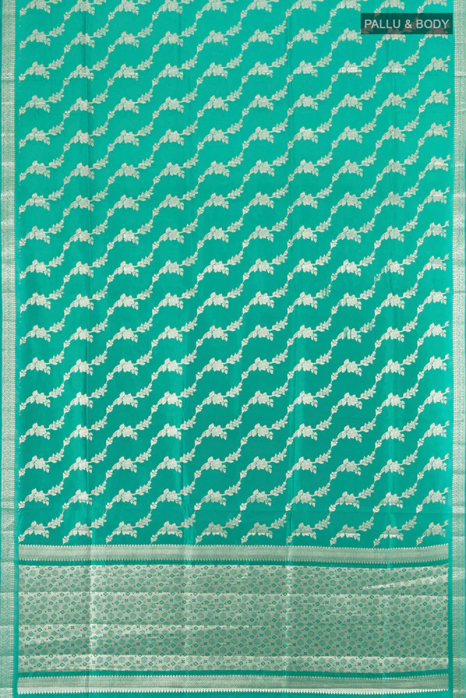 Teal Banarasi Raw Silk Saree - Image 5