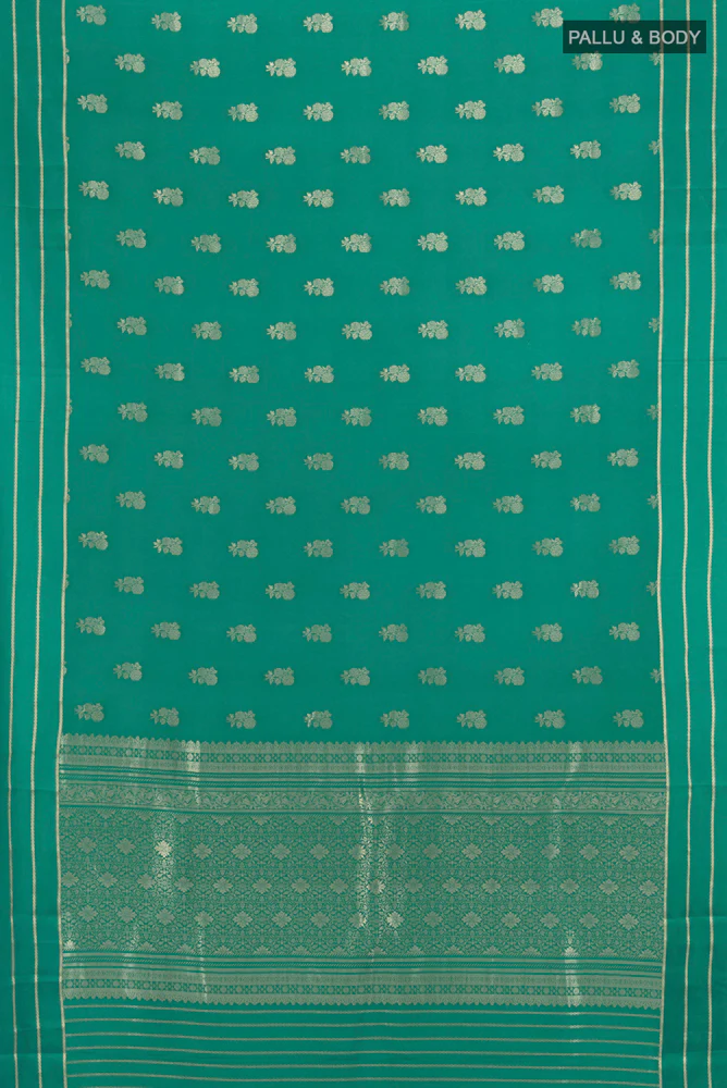 Green Mysore Crepe Saree - Image 5