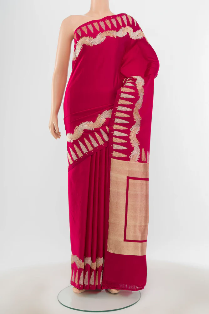 Dark Pink Banarasi Silk Saree