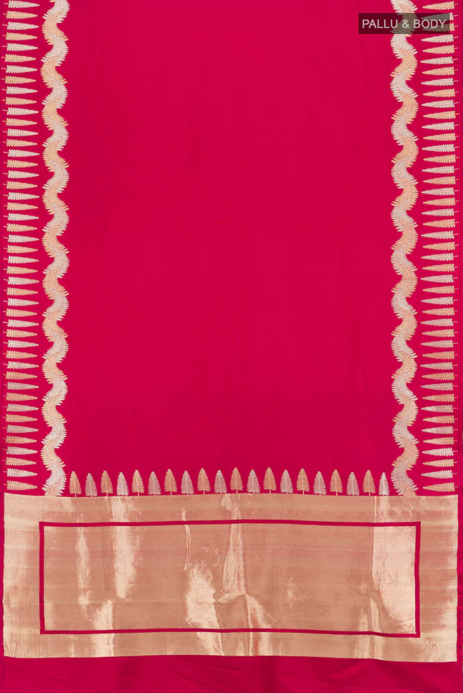 Dark Pink Banarasi Silk Saree - Image 5