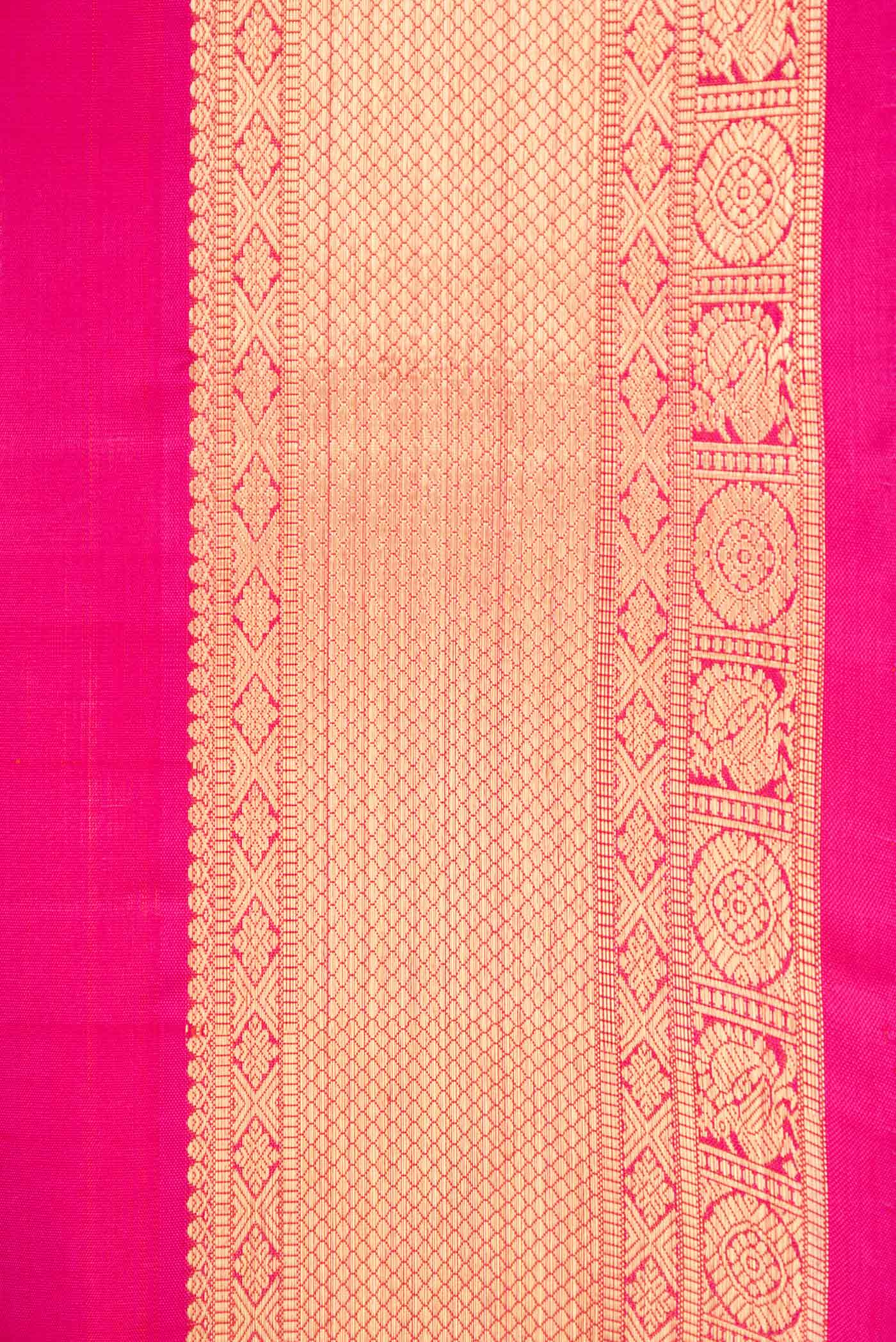 Pure Silk Pure Zari Dark Pink Dual Tone Kanchipuram Saree - Image 3