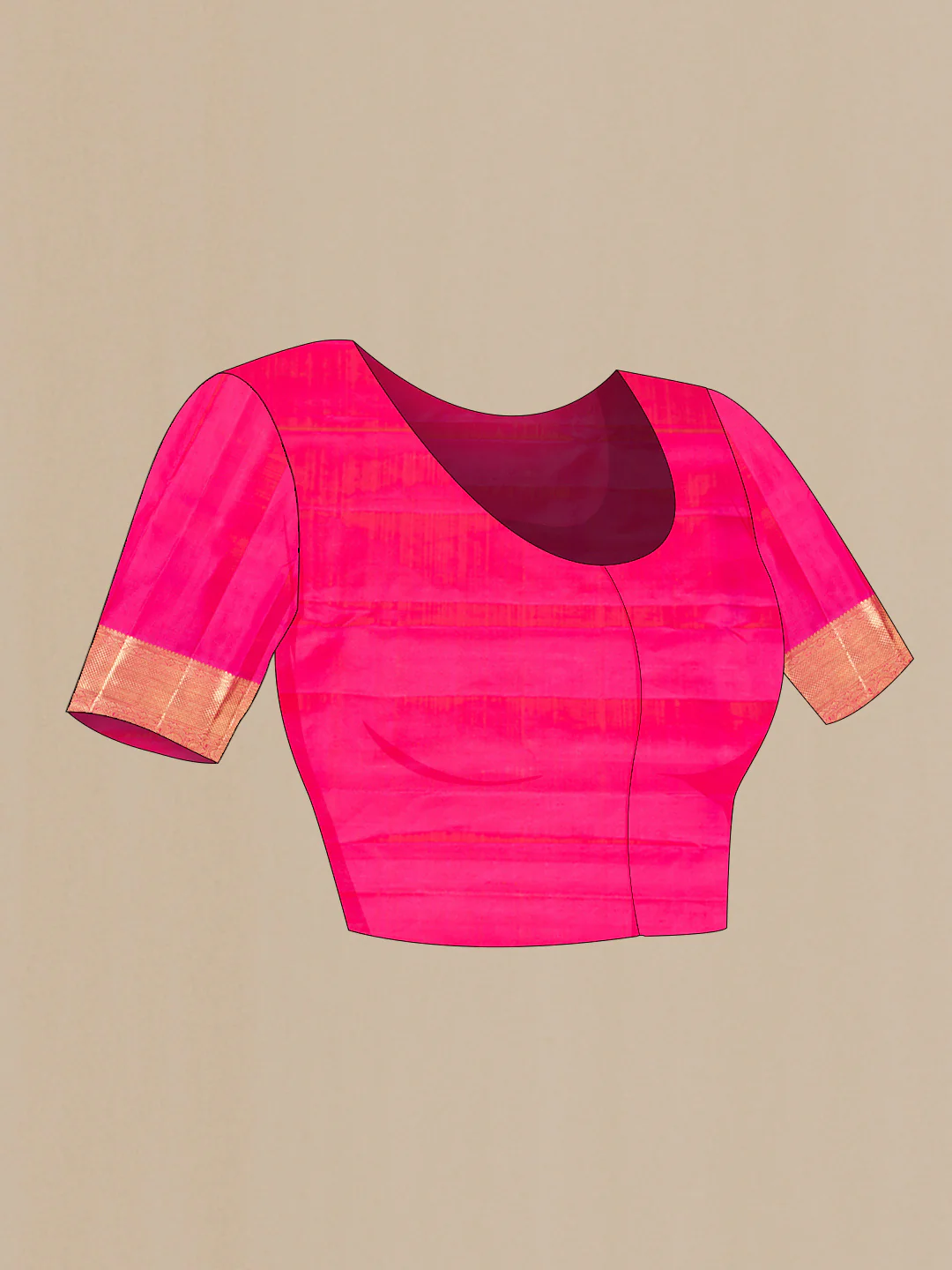 Pure Silk Pure Zari Dark Pink Dual Tone Kanchipuram Saree - Image 5