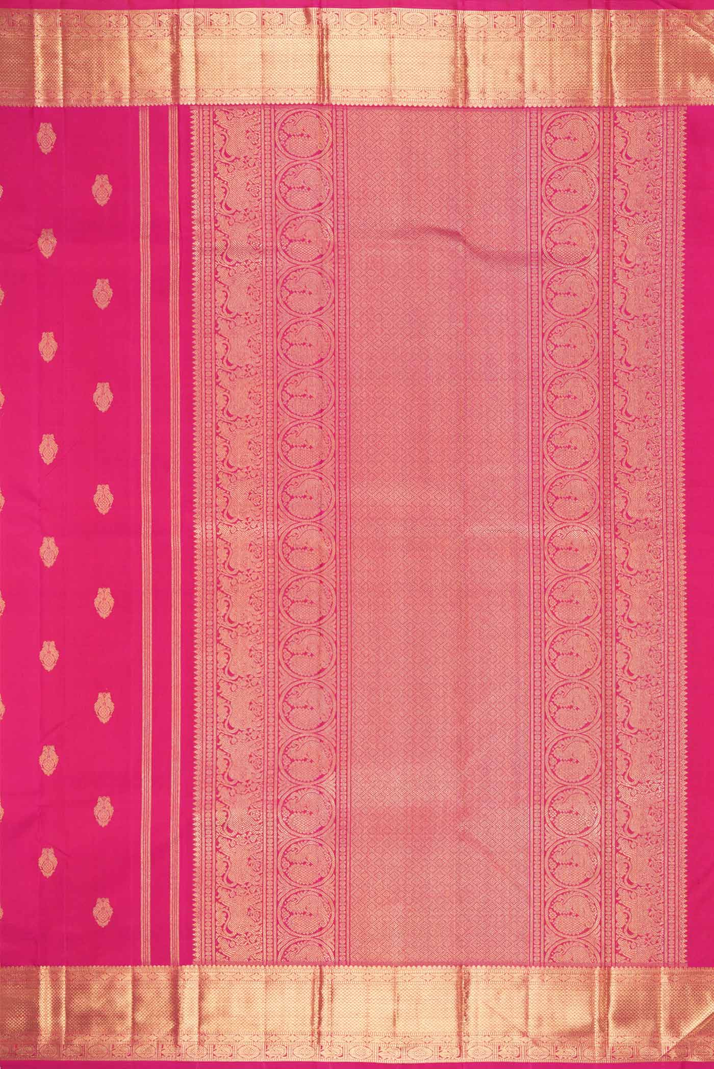 Pure Silk Pure Zari Dark Pink Dual Tone Kanchipuram Saree - Image 7
