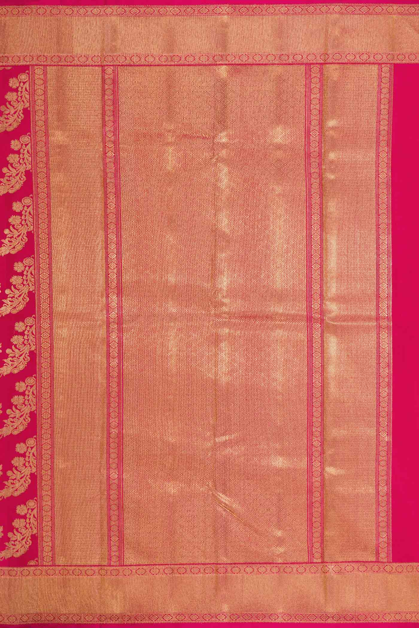Pure Silk Pure Zari Dark Pink Dual Tone Kanjivaram Saree - Image 7