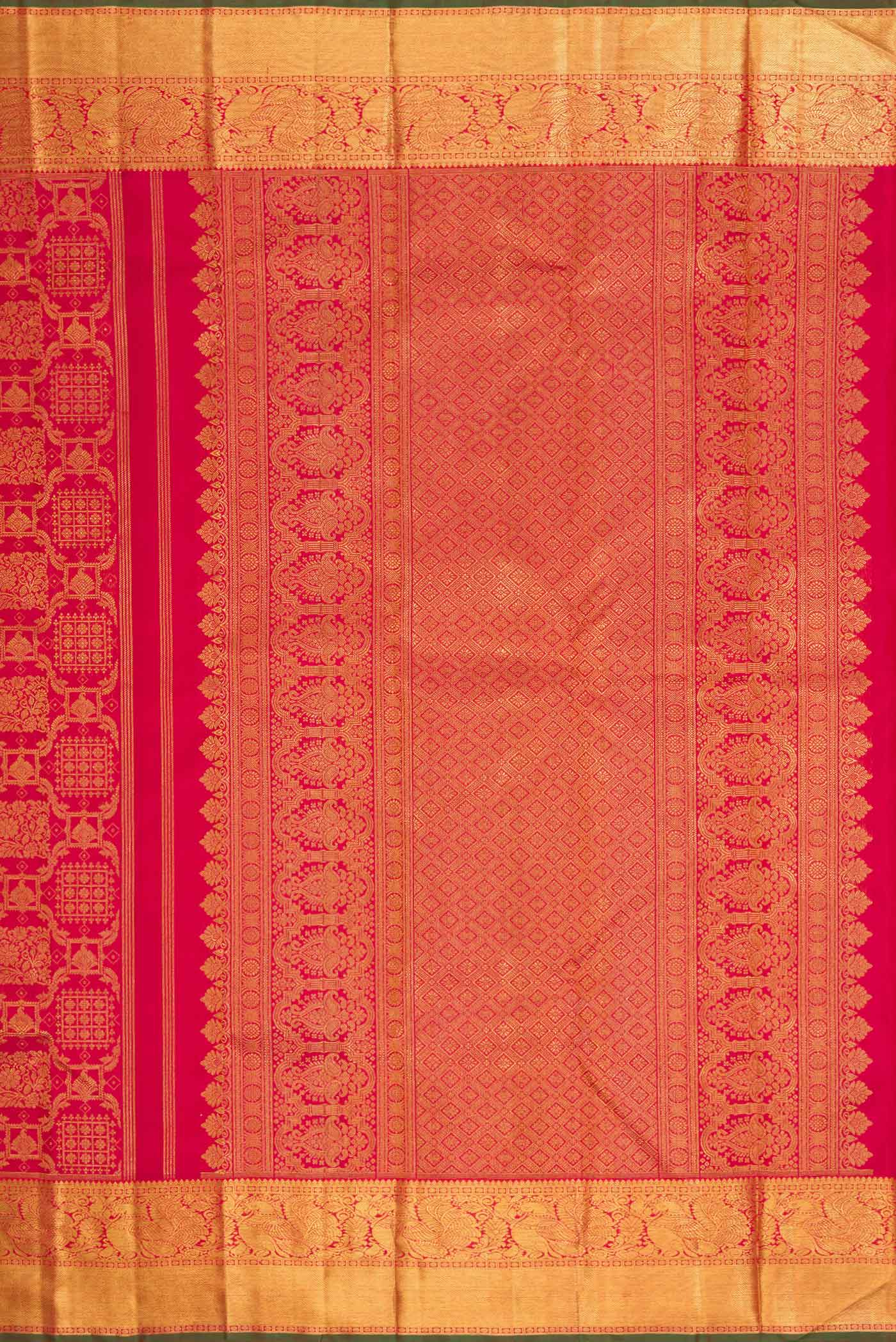 Pure Silk Pure Zari Dark Pink Dual Tone Kanjivaram Saree - Image 7