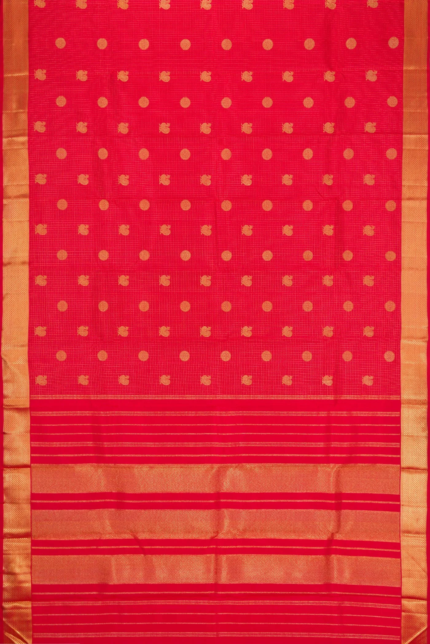 Pure Silk Pure Zari Red Kanjivaram Saree - Image 6