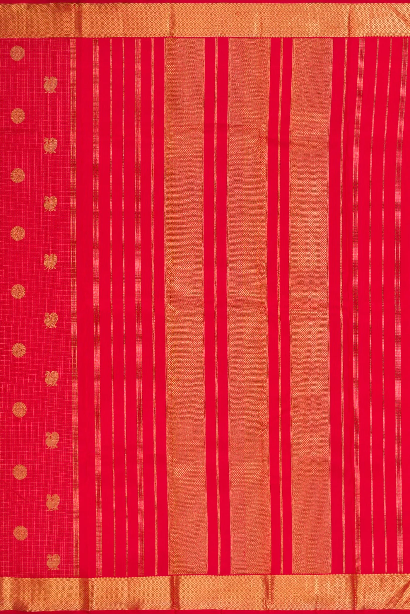 Pure Silk Pure Zari Red Kanjivaram Saree - Image 7