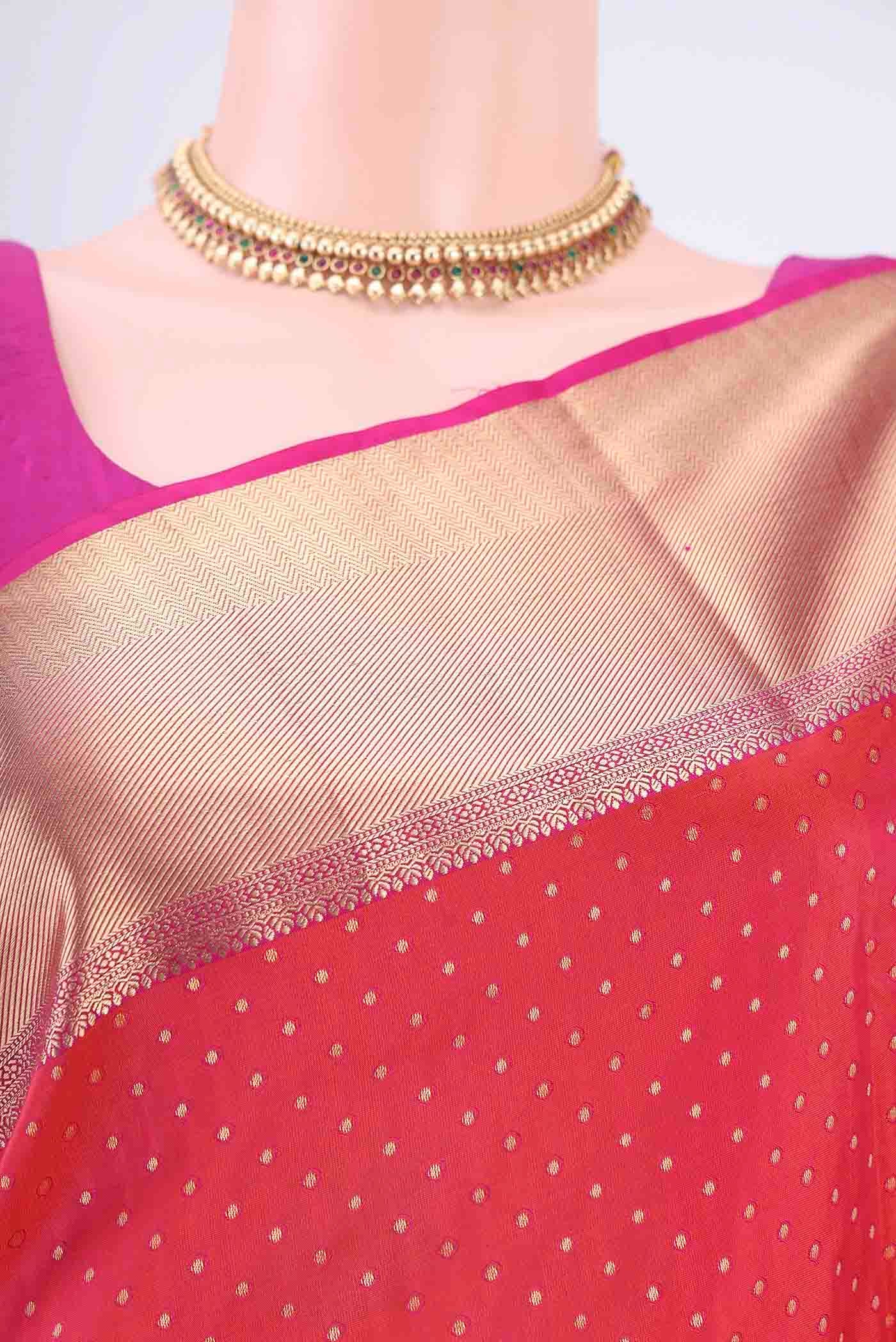 Pure Silk Pure Zari Dark Pink Soft Saree - Image 2