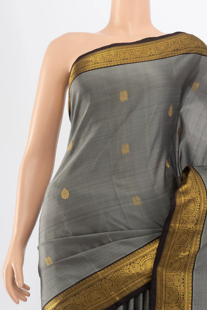 Grey Kanjivaram Silk Saree - Image 2