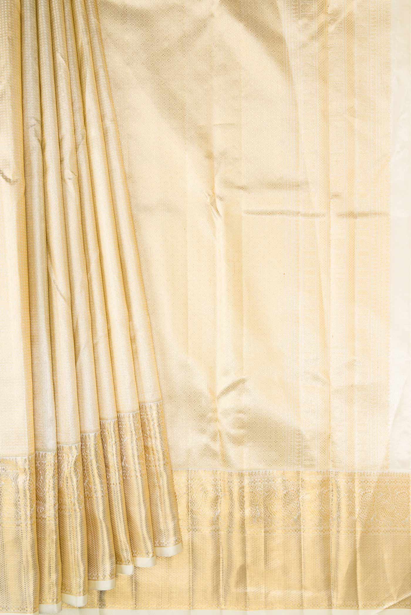 Pure Silk Pure Zari Gold Dual Tone Kanjivaram Saree - Image 4