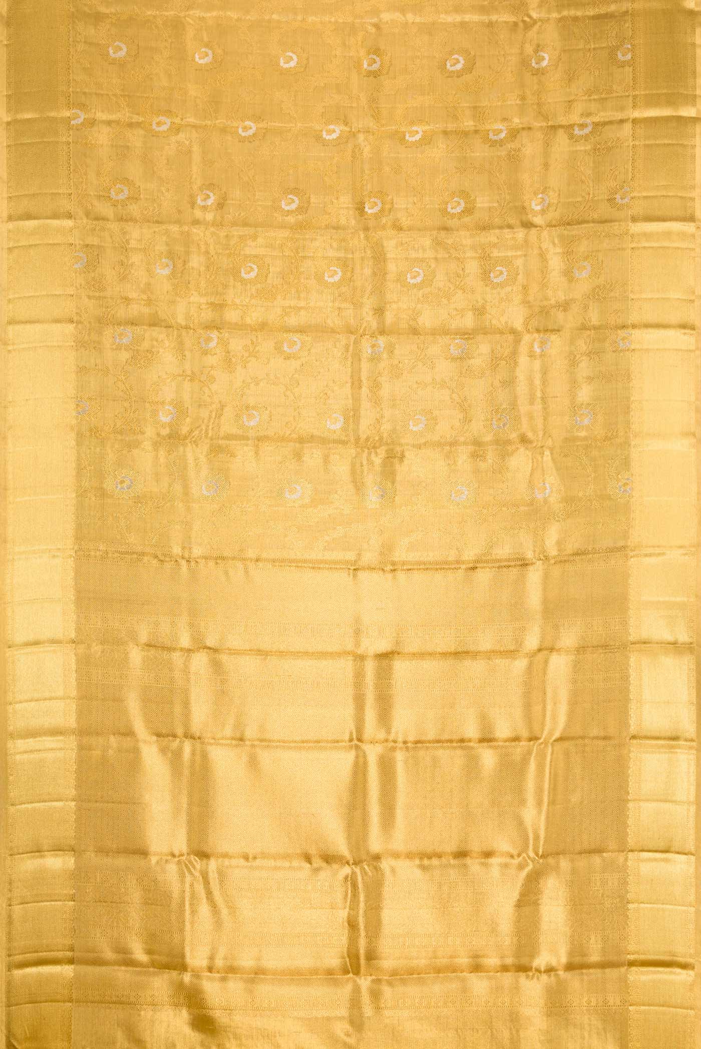 Pure Silk Pure Zari Gold Dual Tone Kanjivaram Tissue Saree - Image 6