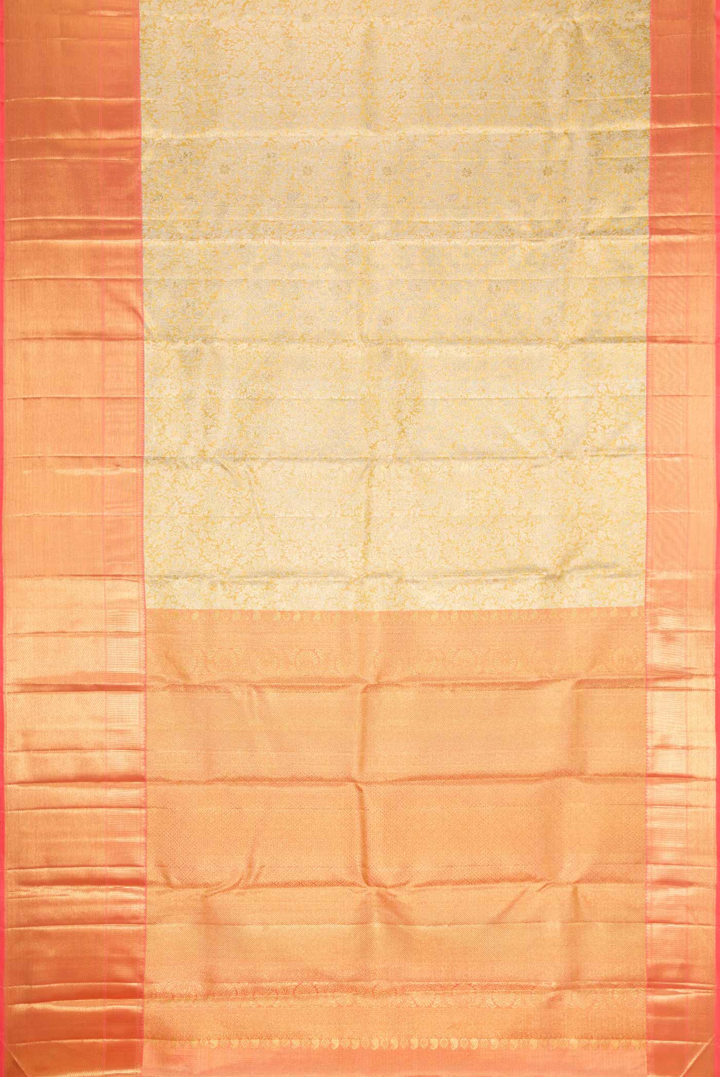 Pure Silk Pure Zari Gold Dual Tone Kanjivaram Tissue Saree - Image 6