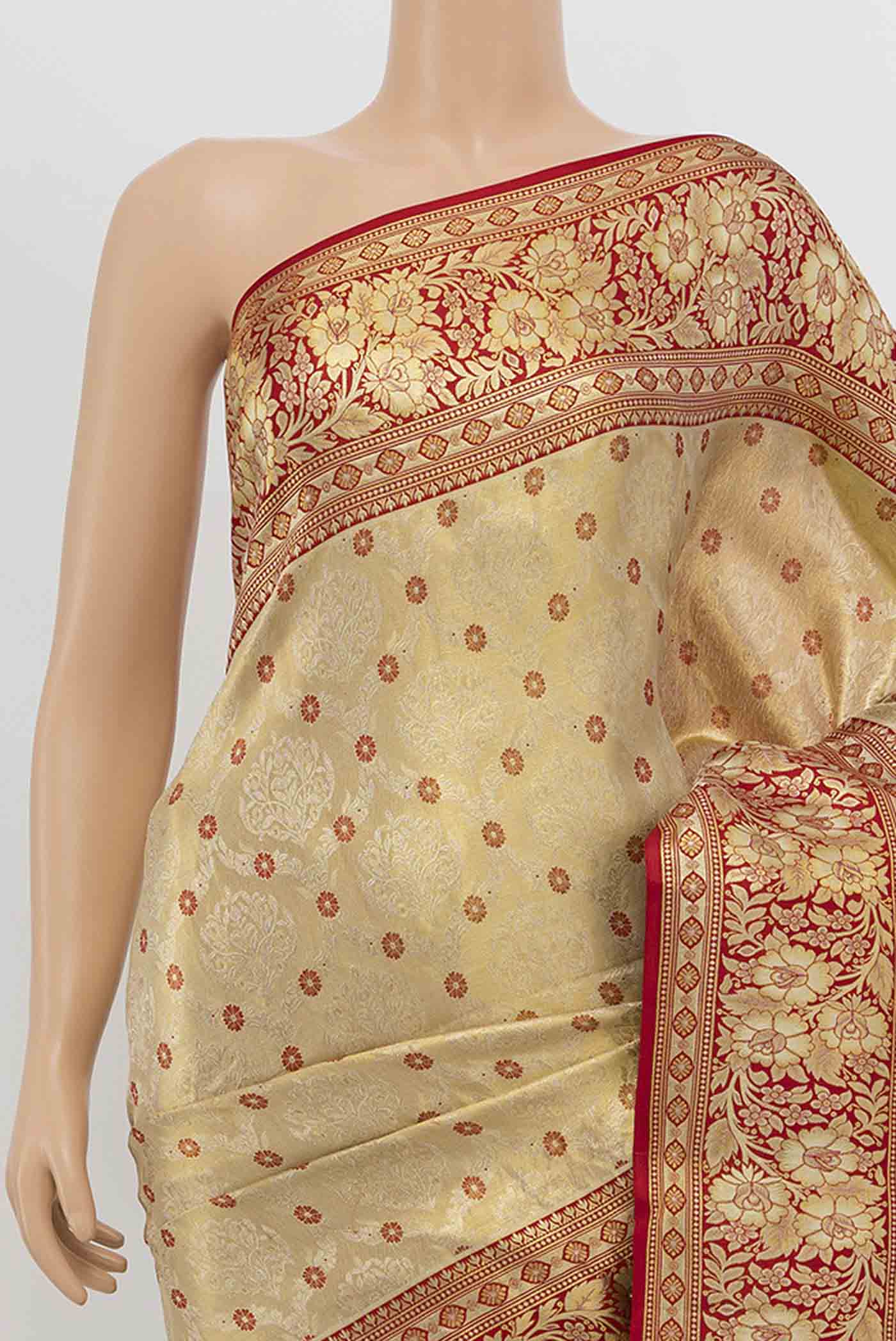 Gold Kanchipuram Tissue Silk Saree - Image 2